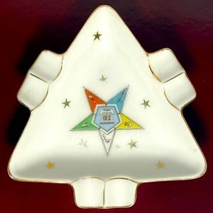 Masonic Order of the Eastern Star Triangular Ceramic Ashtray Lefton China OES